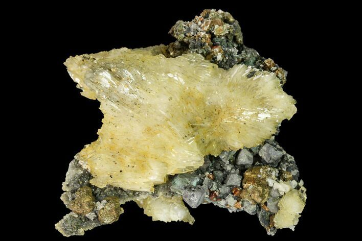 Bladed Barite Crystal Cluster with Pyrite and Galena - Morocco #160134